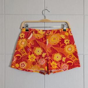Vintage y2k Mossimo retro groovy bright floral stretch cotton shorts